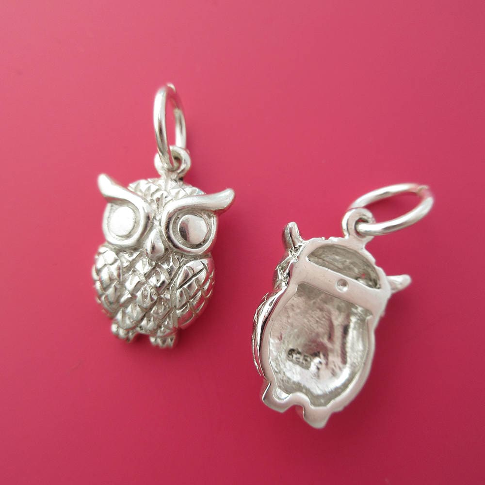 2 pcw 16mm Sterling Silver owl charm (BSS169)