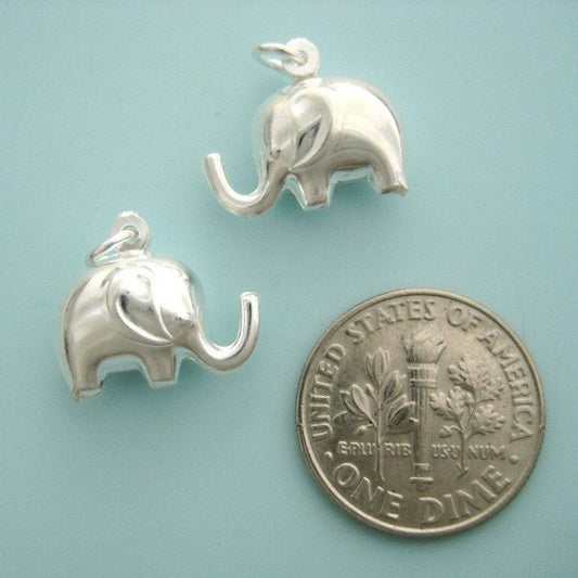 6 pcs 15mm Sterling Silver elephant pendant (BSS124)