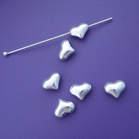 20 pcs 6mm Sterling Silver heart shape beads (BSS304)