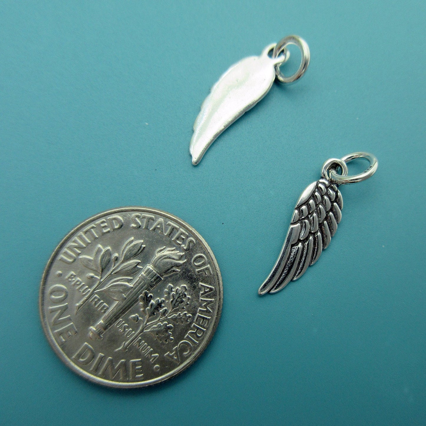 6 pcs Sterling Silver wing charm (BSS176)