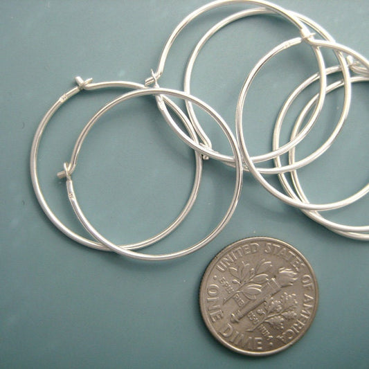 10 pcs (5 pairs) 25mm 19 gauge Sterling Silver hoop earwires (ESS506)