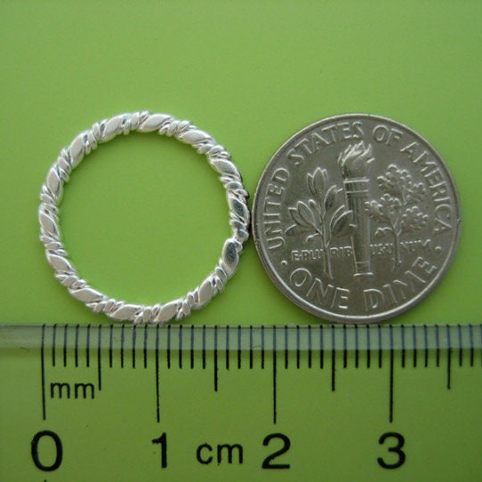 6 pcs 14mm Sterling Silver textured round link (BSS212-14)