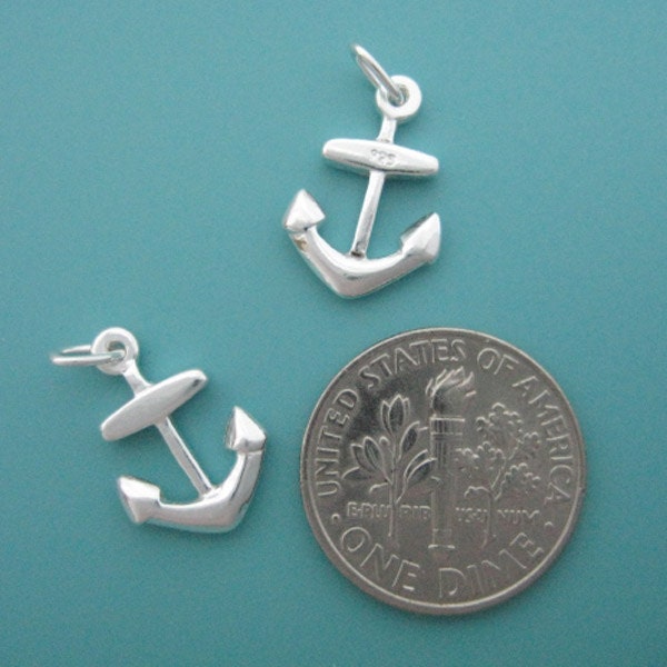 6 pcs 15mm sterling silver anchor charm pendant (BSS146)