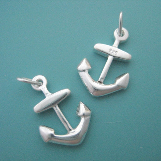 6 pcs 15mm sterling silver anchor charm pendant (BSS146)