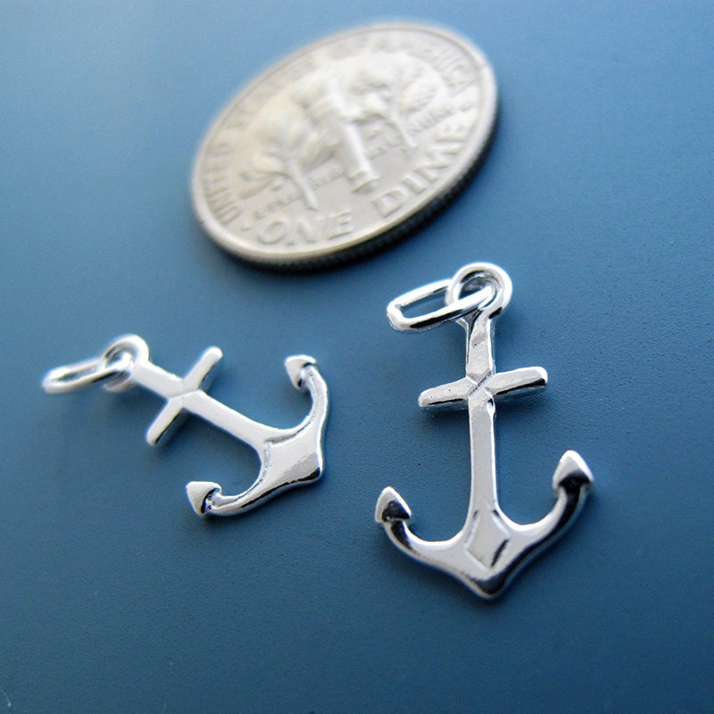 12 pcs 15mm Sterling Silver anchor pendant (BSS159)