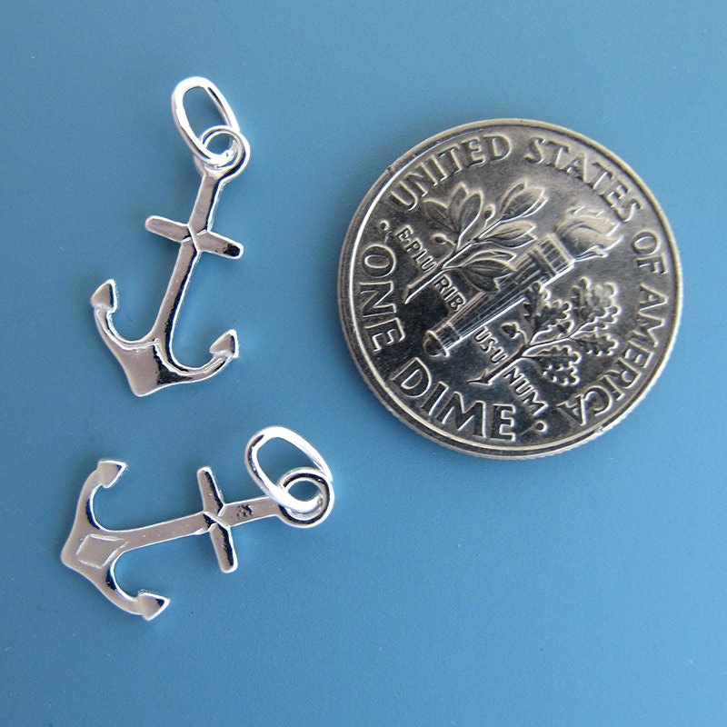 12 pcs 15mm Sterling Silver anchor pendant (BSS159)