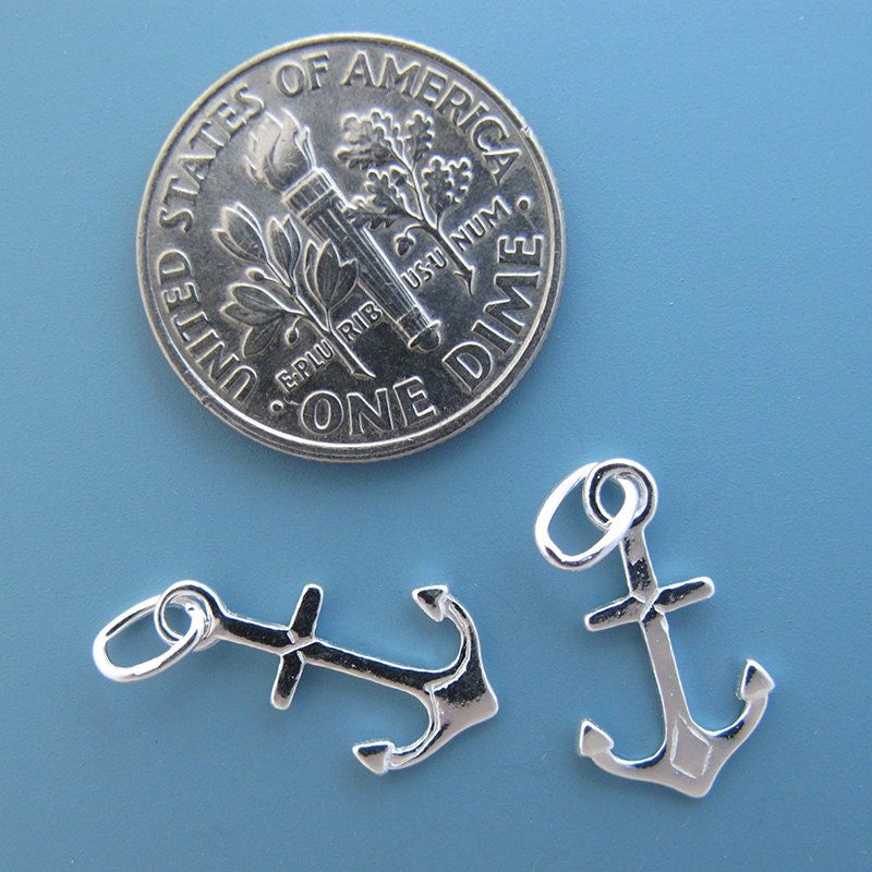 12 pcs 15mm Sterling Silver anchor pendant (BSS159)